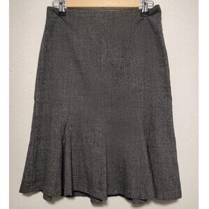 White House Black Market Black Herringbone Zip Back Lined Pleated Hem Skirt 0